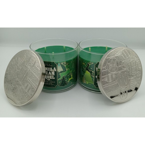 Lot Of 2 Bath Body Works Vanilla Bean Noel 3 Wick  Candle 14.5oz Large - Picture 2 of 4